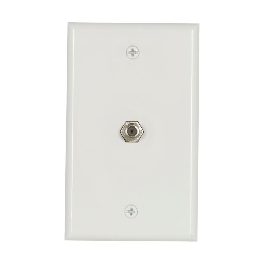 Eaton 1-Gang Coaxial Cable Wall Plate, Type F, Standard Size, White 1172W