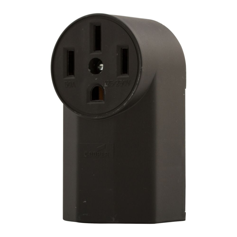 Eaton Cooper Wiring 1212 Power Receptacle, Surface Mounting, 3-Pole, 125/250 V, 50 A, NEMA: NEMA 14-50R, Black