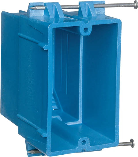 Carlon BH122A-UPC Outlet Box, 22 cu-in, 1-Gang, PVC, Blue, Nail