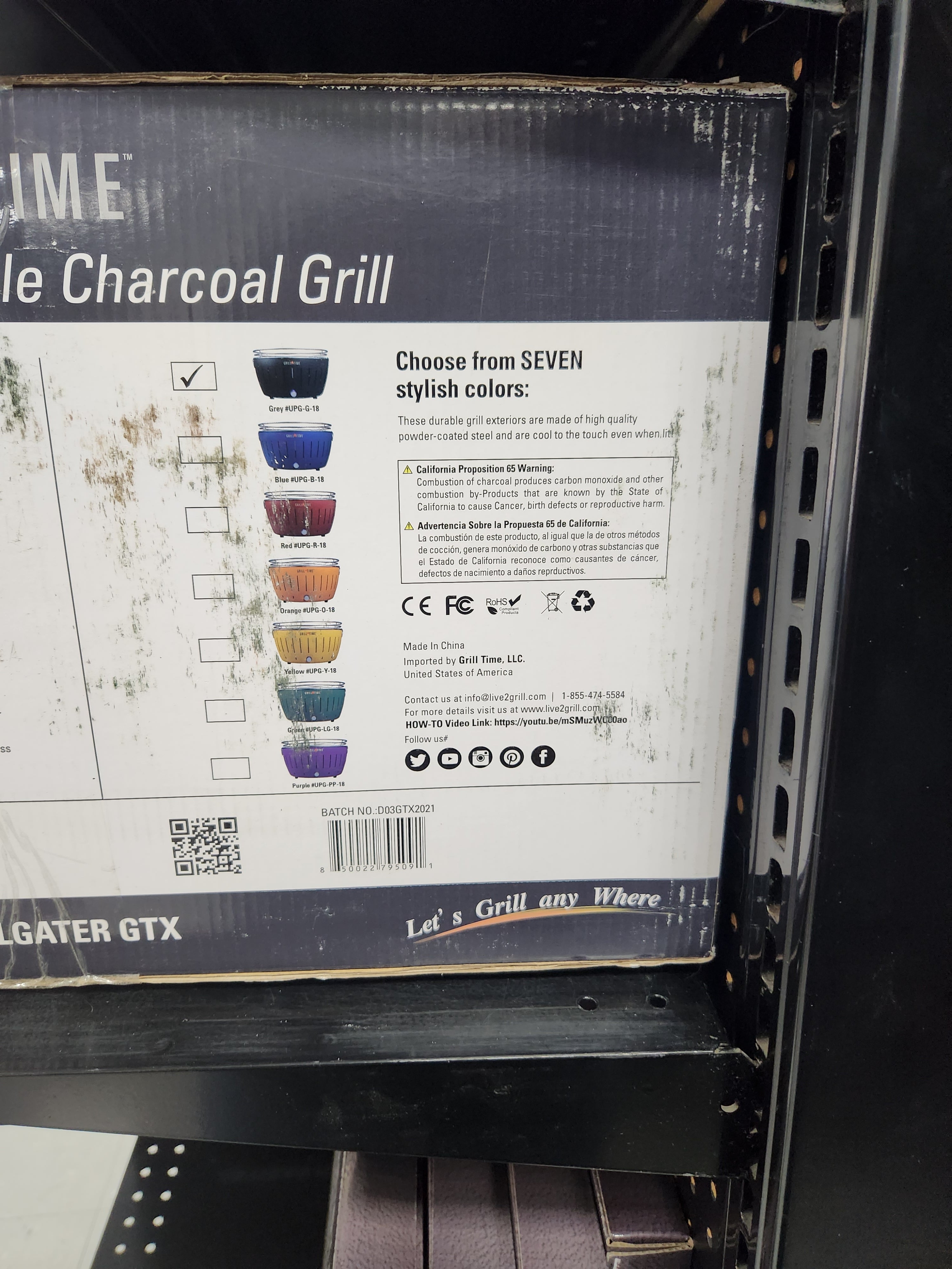 Grill Time Tailgater GTX Portable Charcoal Grill Starter Pack - Gray - UPG-G-18