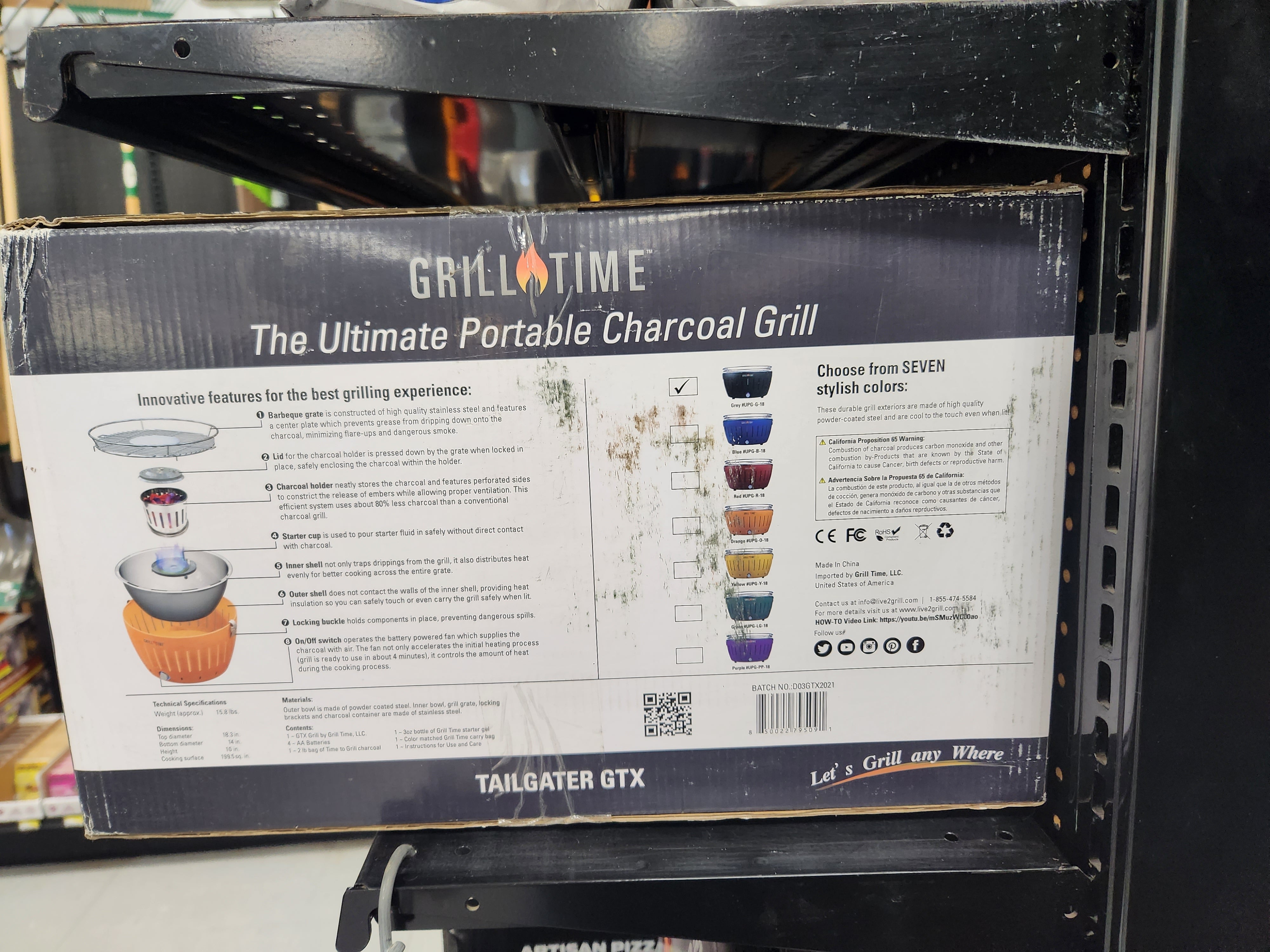 Grill Time Tailgater GTX Portable Charcoal Grill Starter Pack - Gray - UPG-G-18