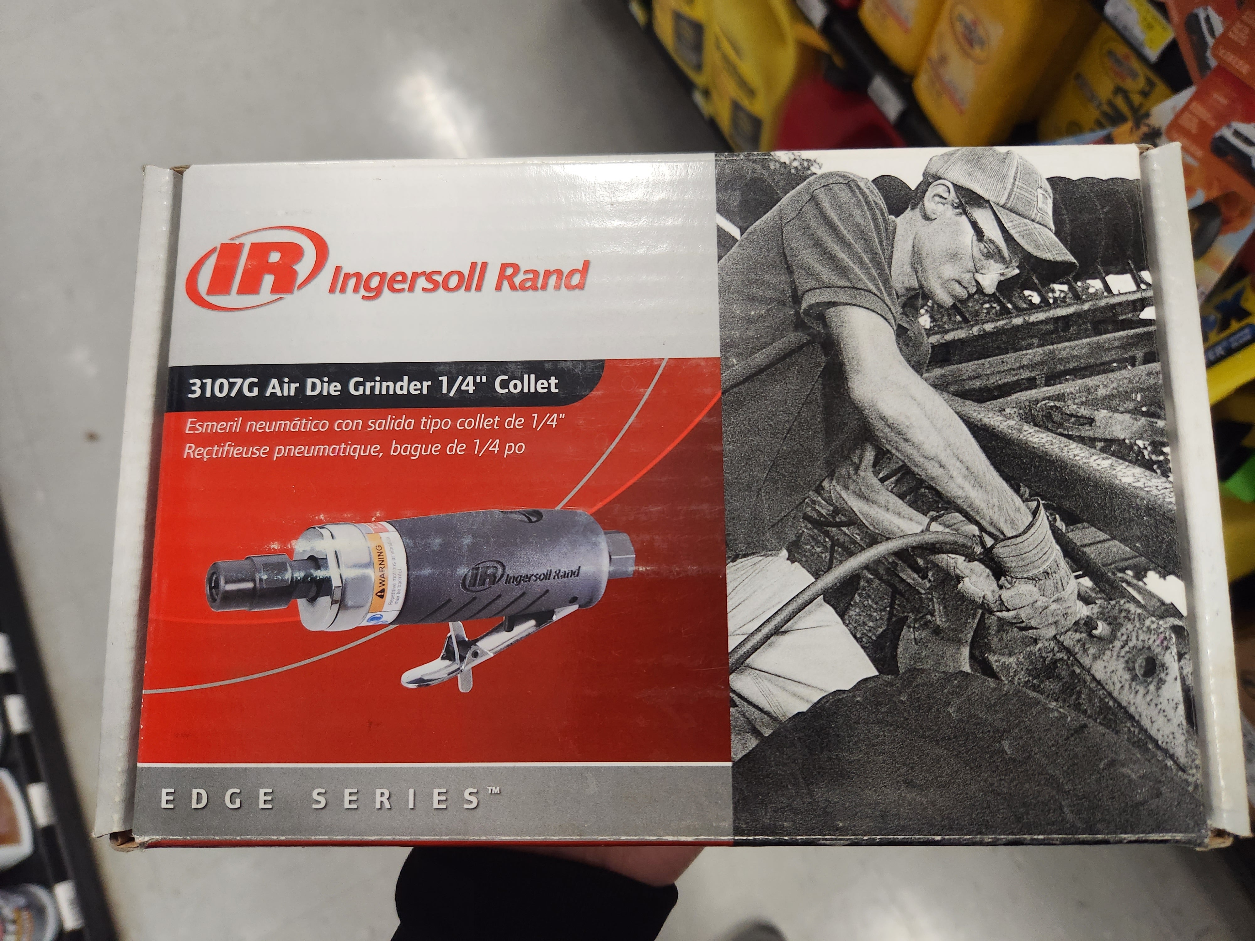 Ingersoll Rand 3107G Air Die Grinder Edge Series – 1/4", Heavy Duty, Straight, Ergonomic Grip, Ball Bearing Construction, Lightweight Tool, Black