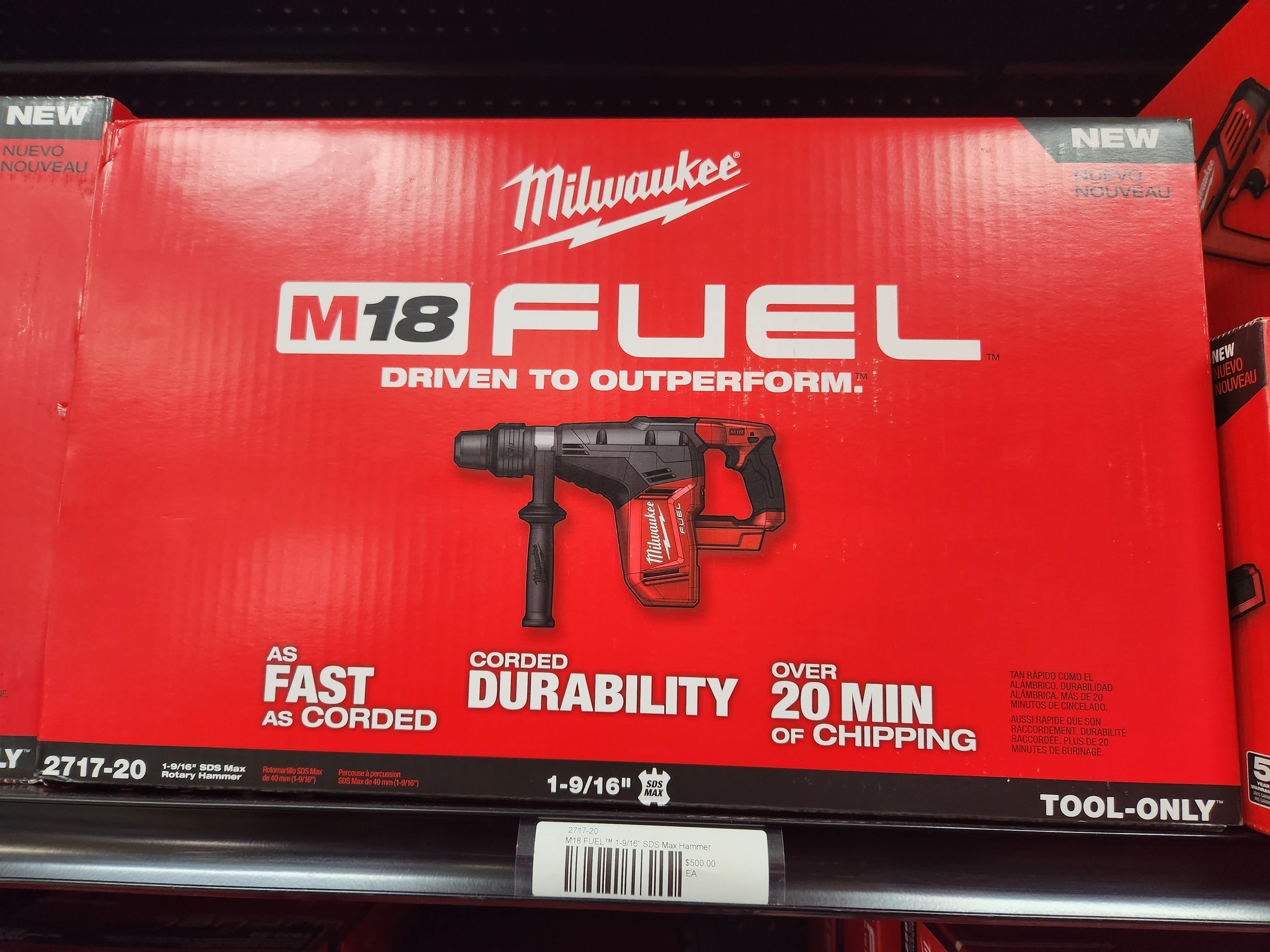 Milwaukee M18 FUEL™ 1-9/16" SDS Max Hammer Drill (Tool Only) 2717-20