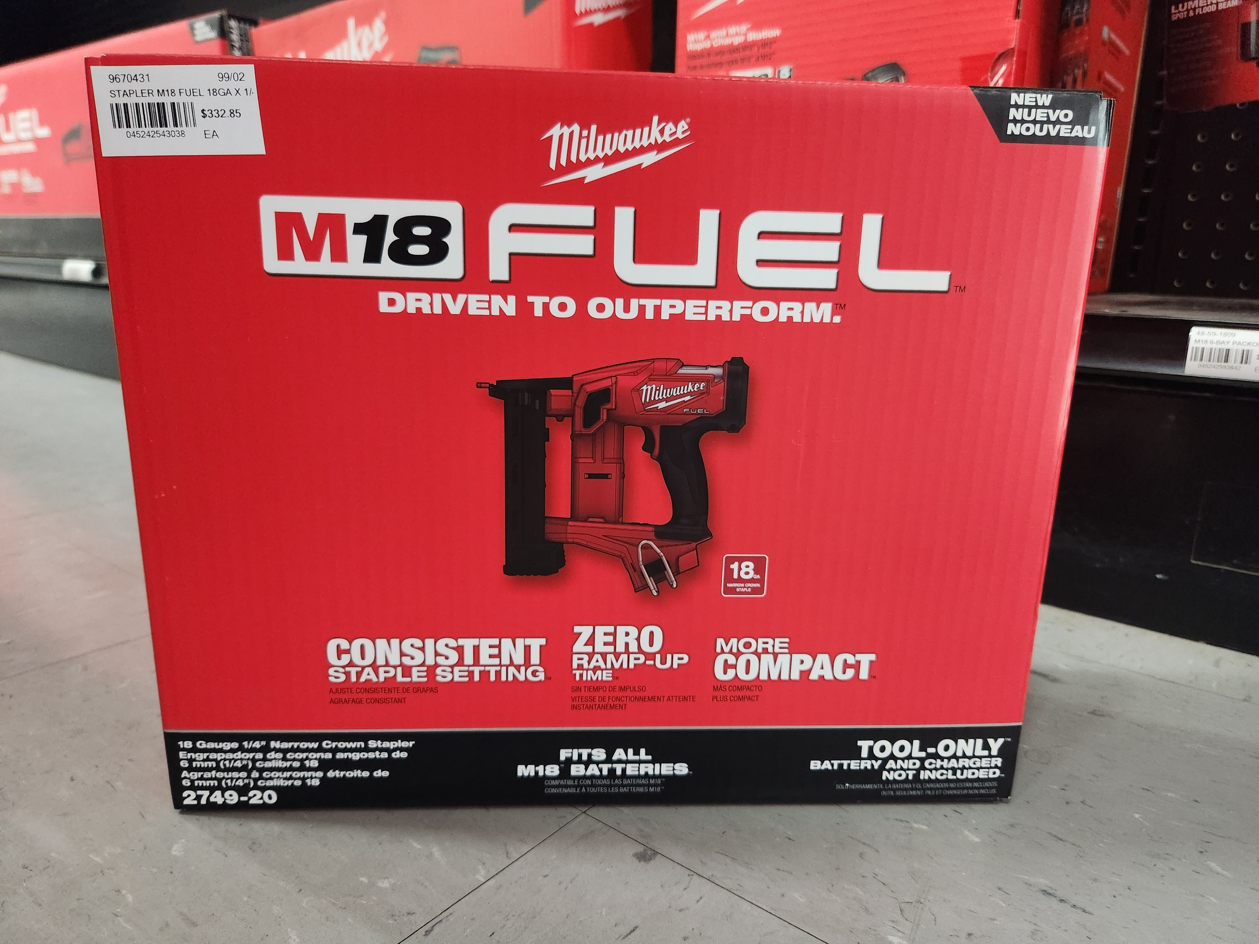 Milwaukee M18 FUEL™ 18 GAUGE 1/4" Narrow Crown Stapler 2749-20