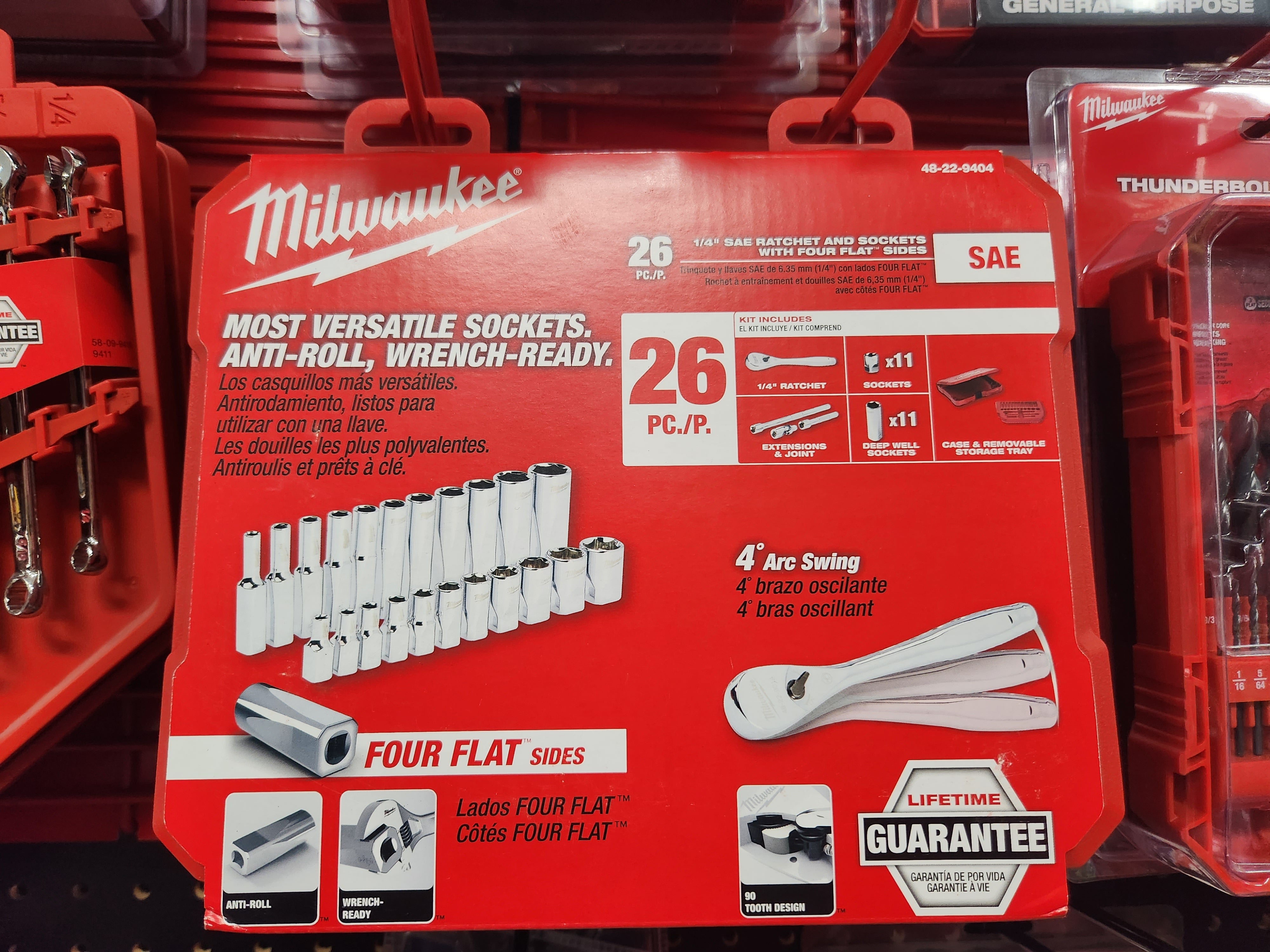 Milwaukee 1/4" Drive 26pc Ratchet & Socket Set - SAE 48-22-9404