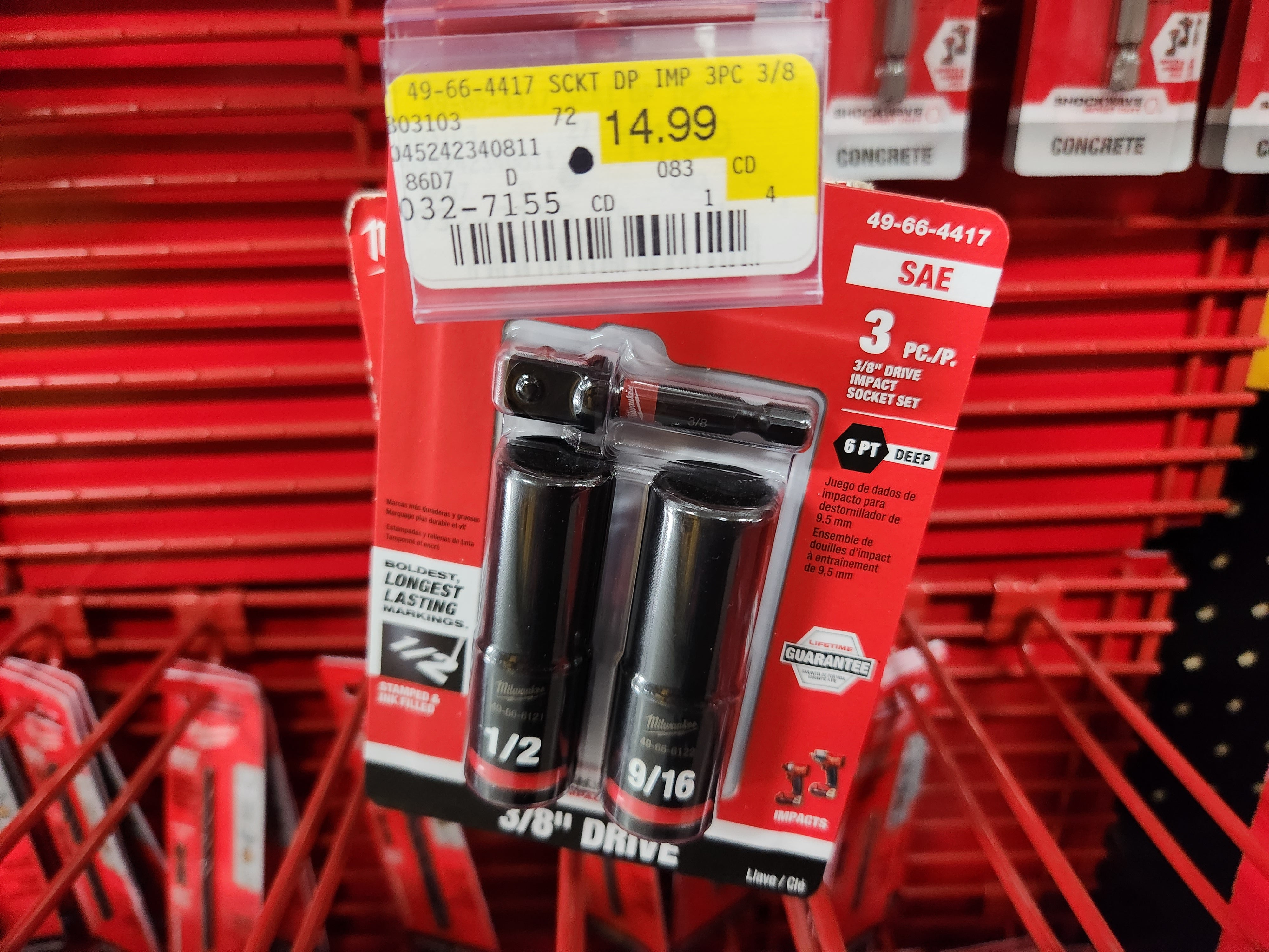 Milwaukee 3PC SHOCKWAVE Impact Duty™ 3/8" Drive SAE Deep 6 Point Socket Set -- 49-66-4417