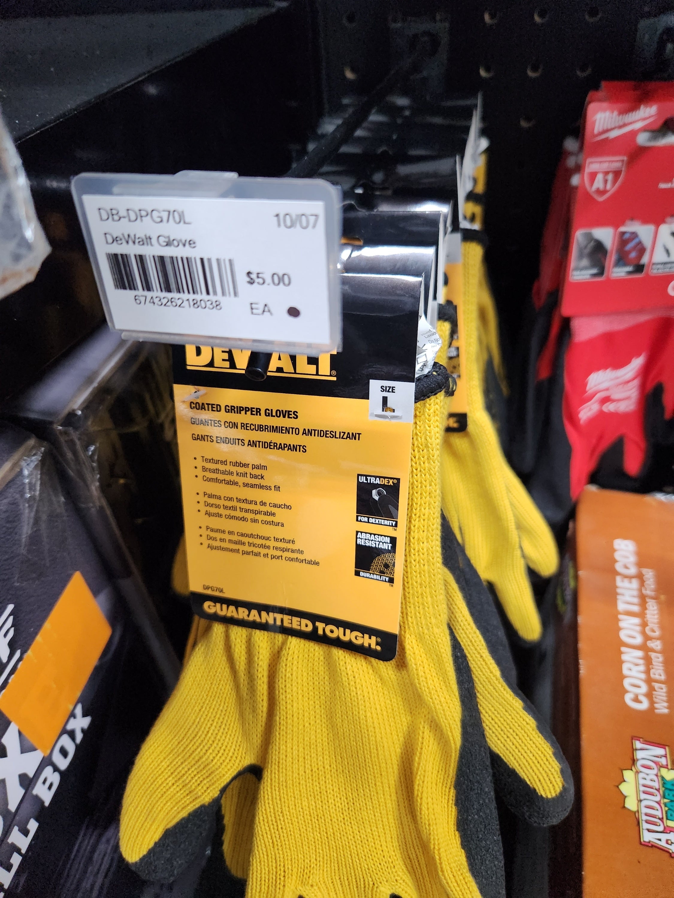 Dewalt Texture Rubber Coated Gripper Glove Size Large -- DPG70L