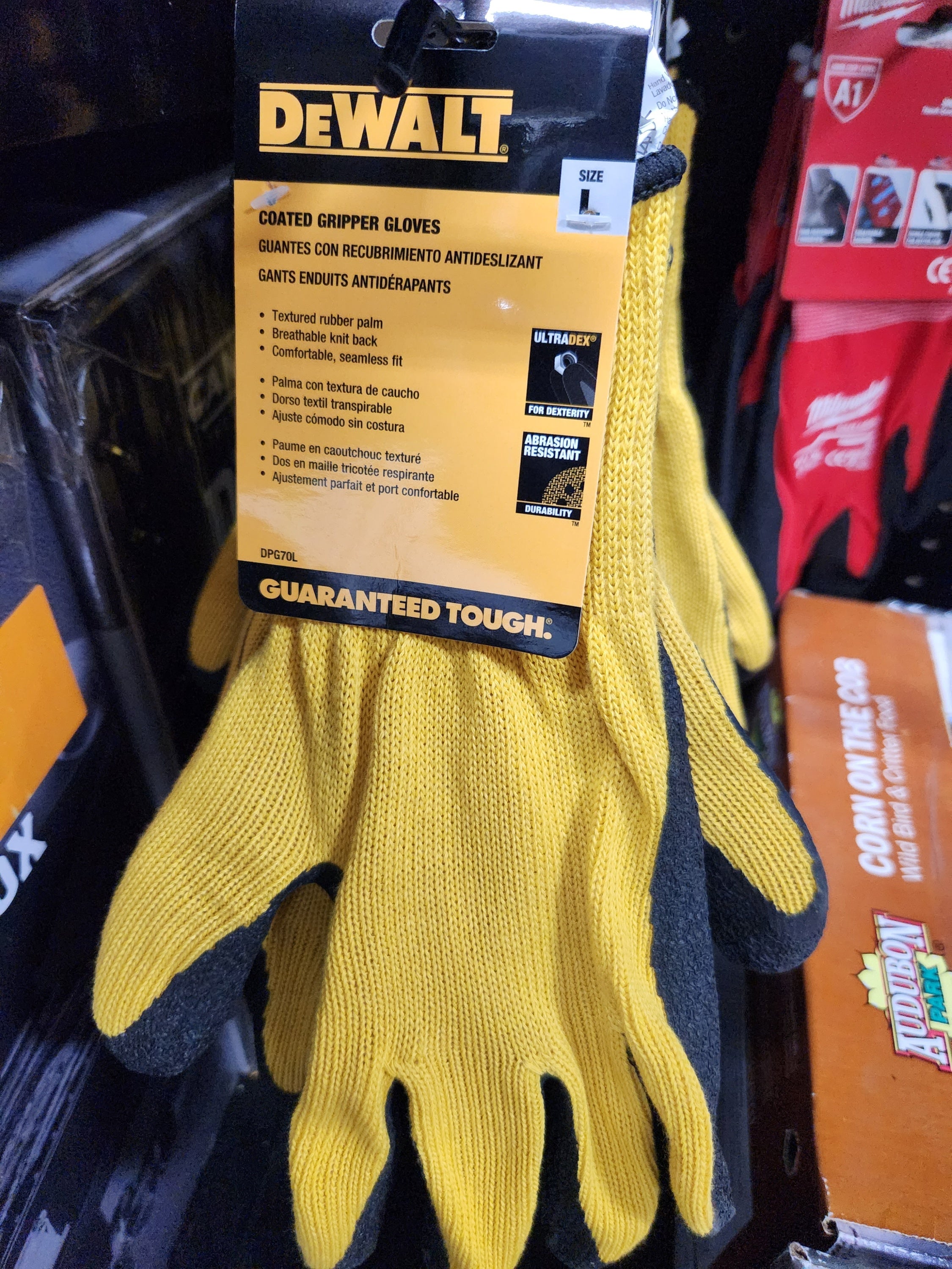 Dewalt Texture Rubber Coated Gripper Glove Size Large -- DPG70L