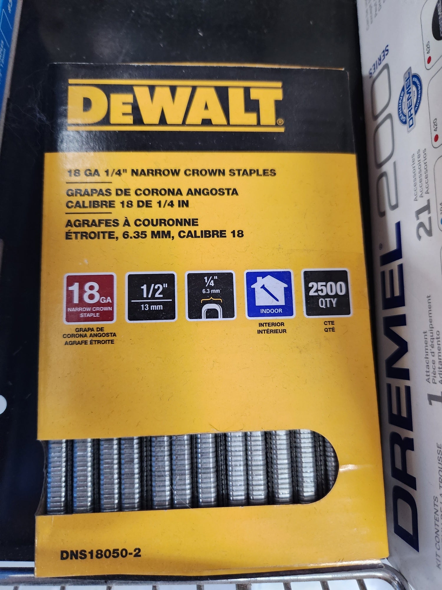 Dewalt 18 GA 1/4" Narrow Crown Finish Staples -- DNS18050-2
