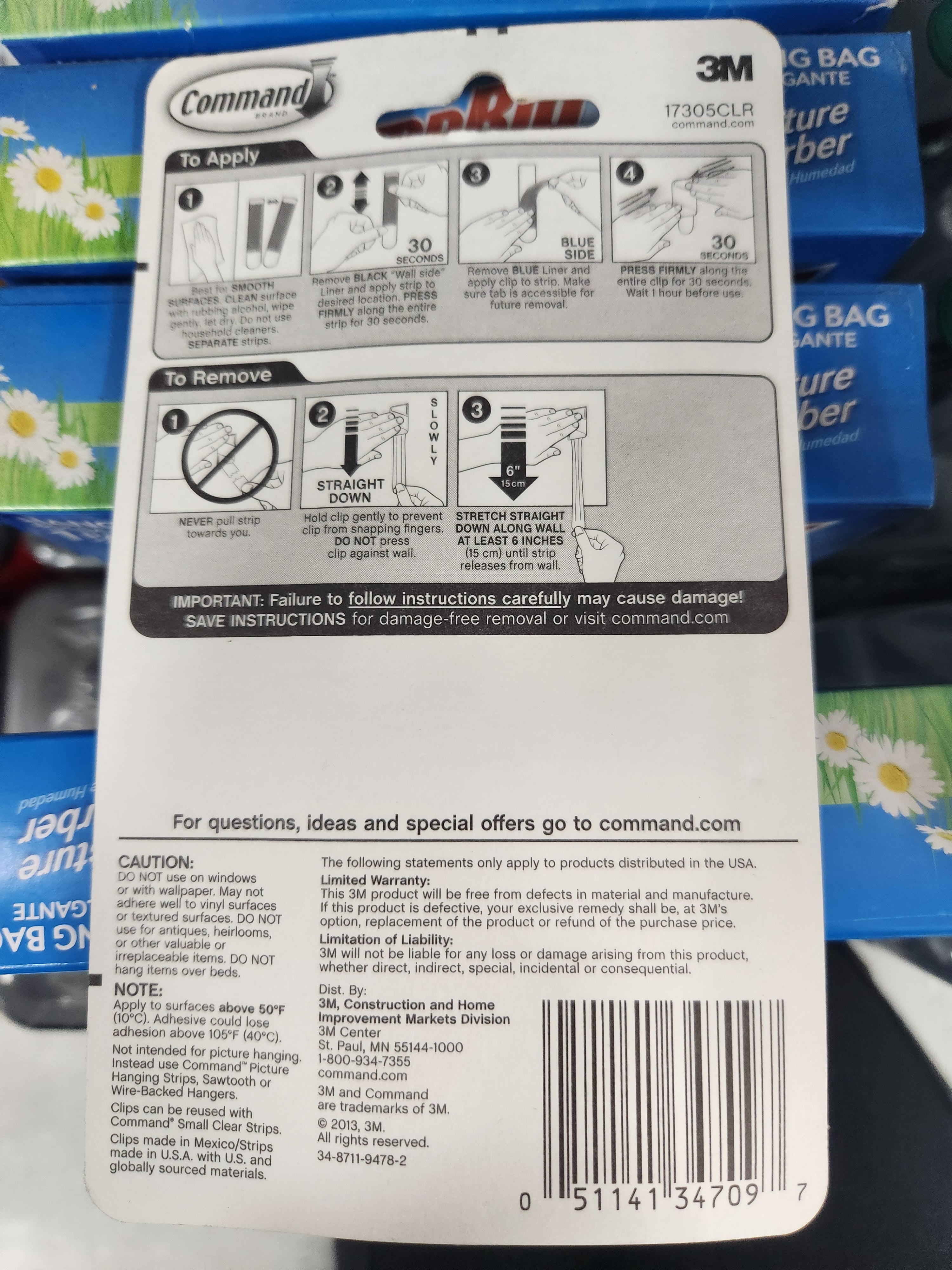 Command™ Cord Clips 17305CLR-C, Clear, Small, 4 Clips/5 Strips/Pack