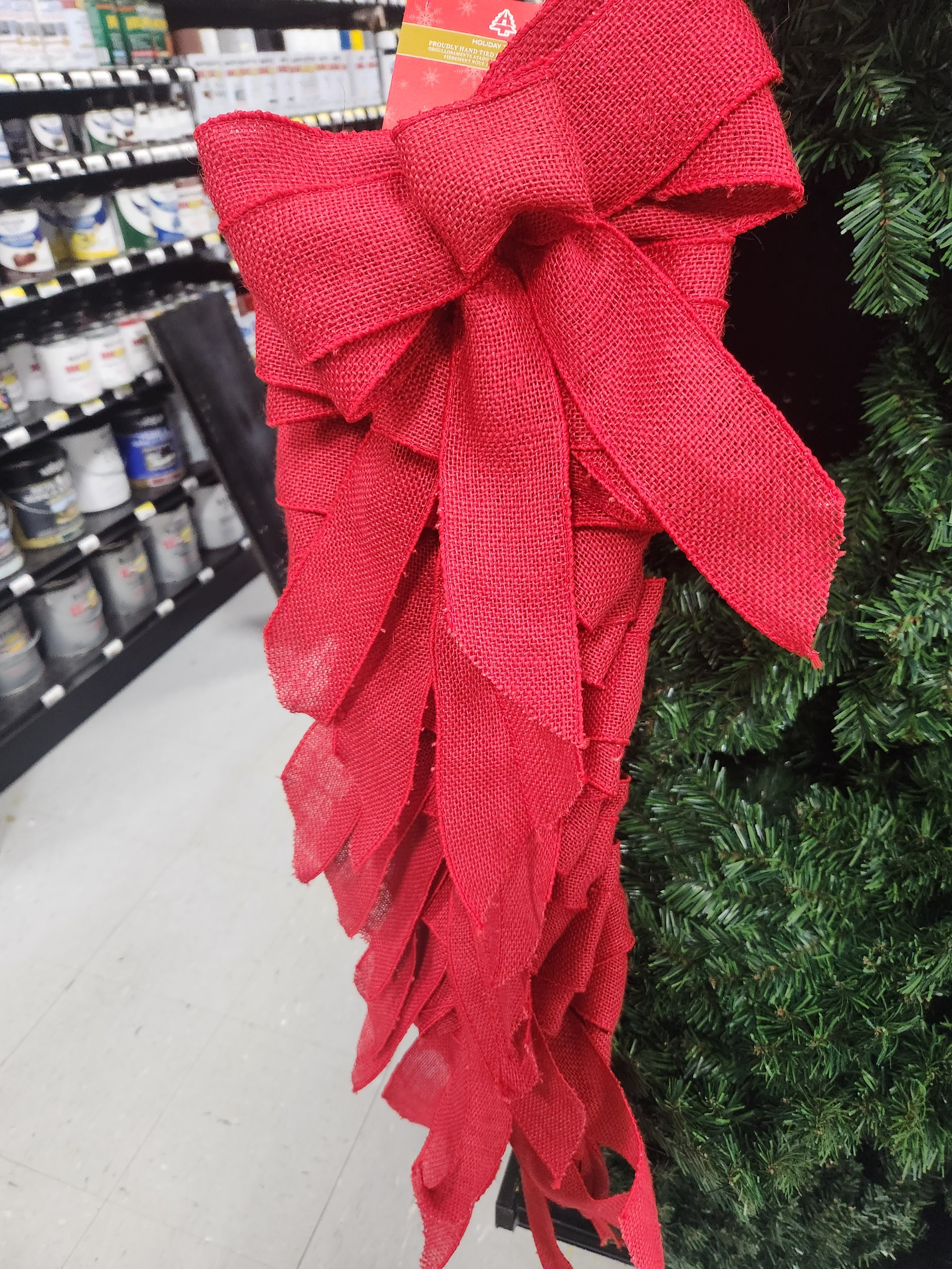 Holiday Trims 6122 Red Burlap Wired Bow -- 6122