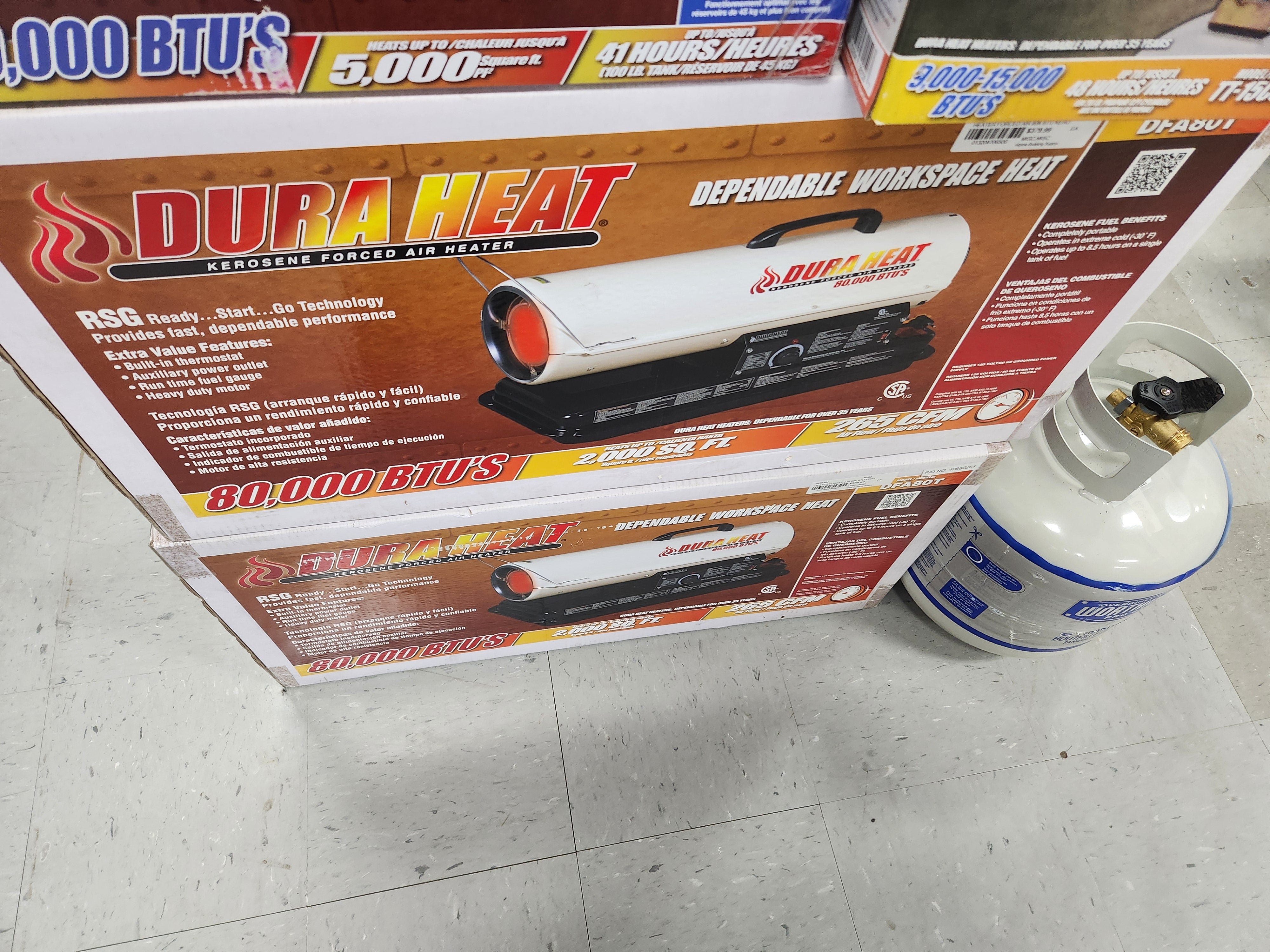 Dura Heat DFA80T 80,000 BTU Kero Forced Air Heater with Thermostat -- DFA80T