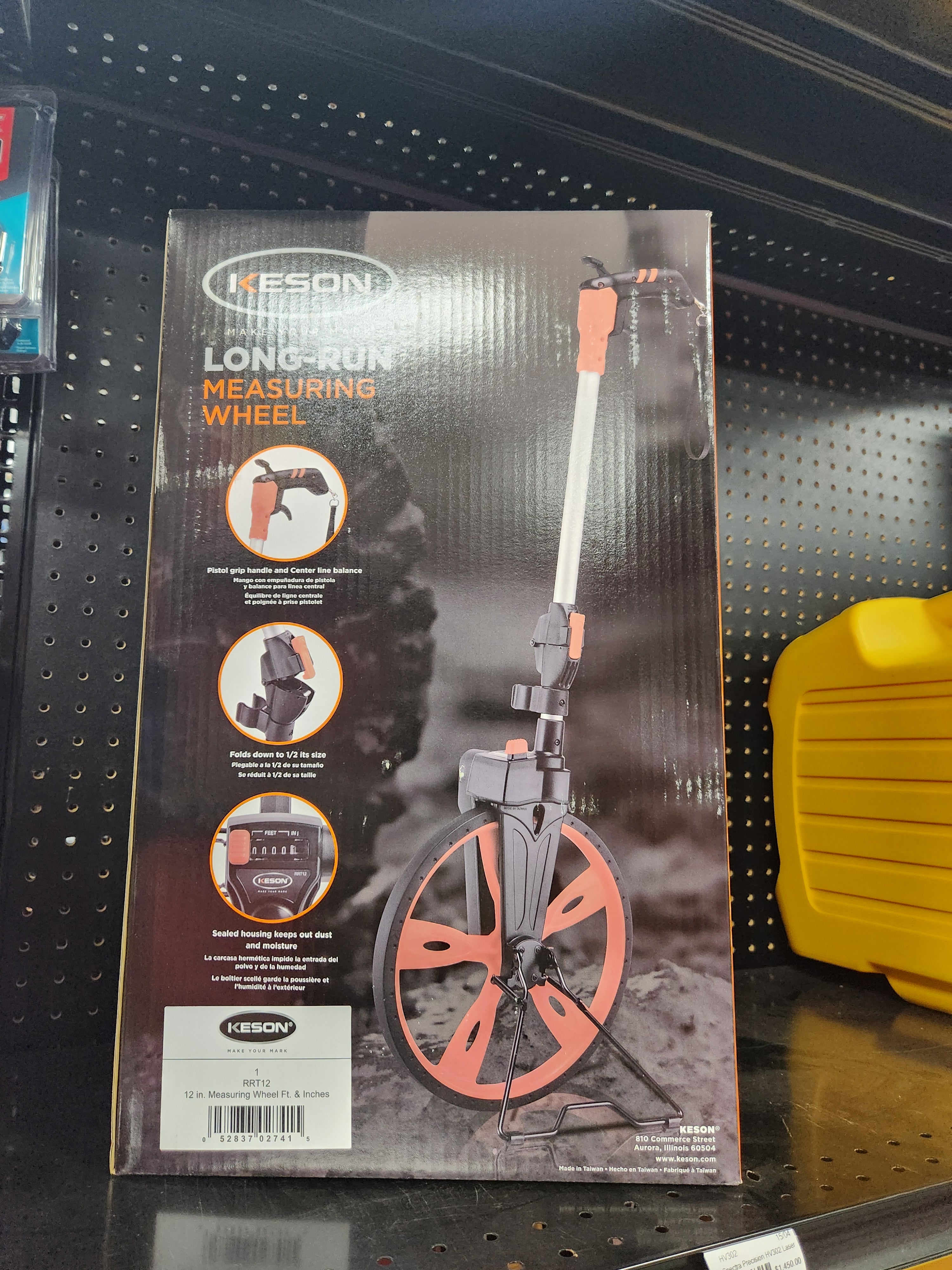 Keson RRT12 Top Reading Center Line Measuring Wheel with Handle Brake and Reset (Graduations: ft. & in.), 3-Foot