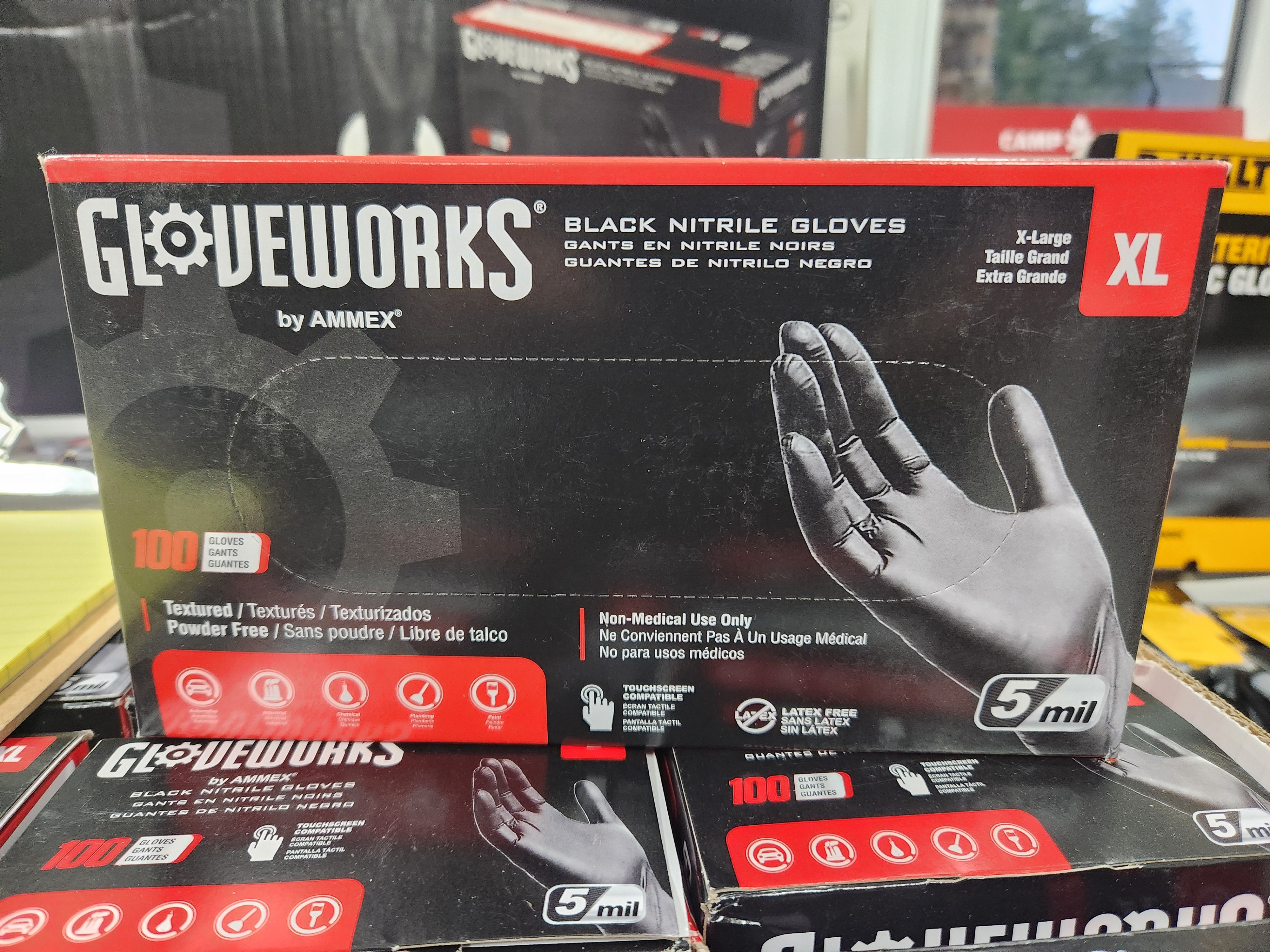 Gloveworks Black Nitrile Gloves (Large)