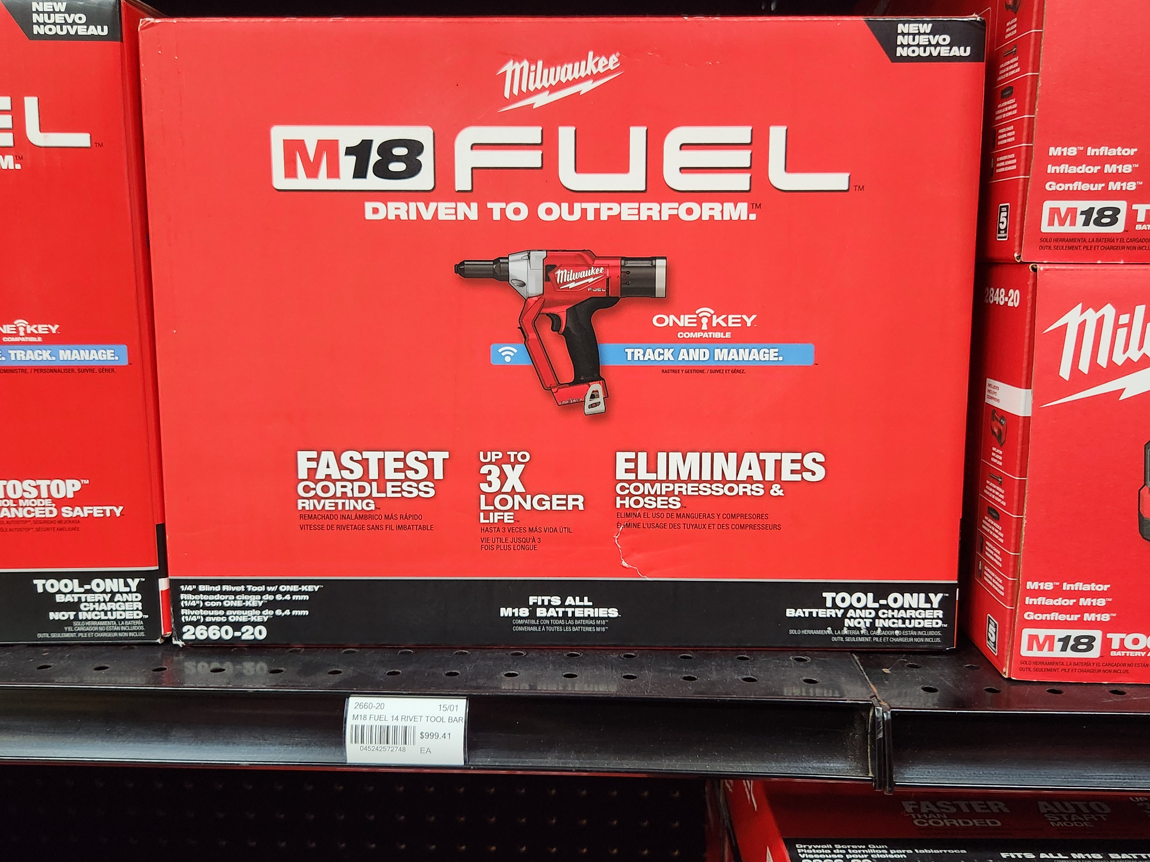 MILWAUKEE-M18 FUEL 1/4" BLIND RIVET TOOL W/ ONE-KEY -- 2660-20