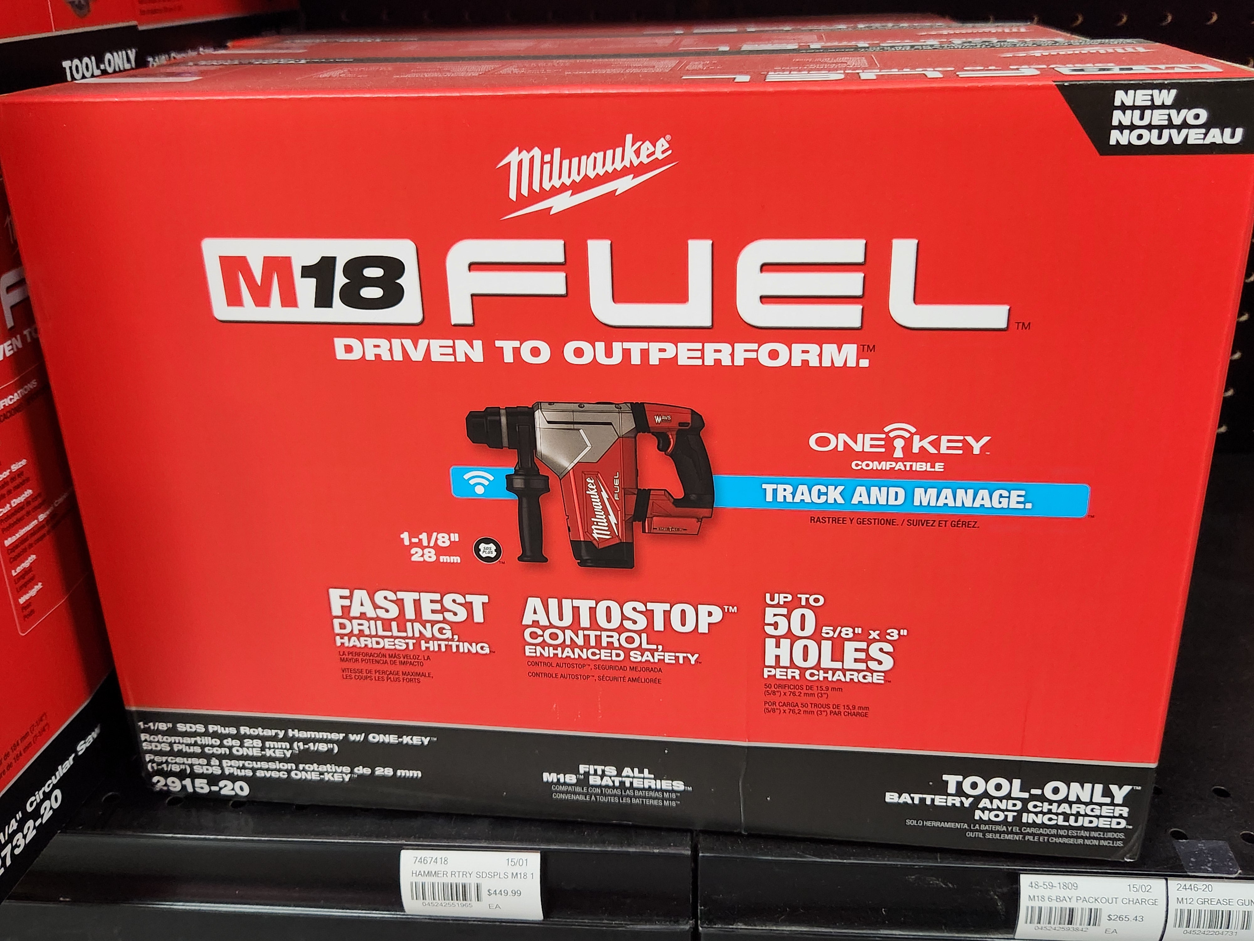 Milwaukee M18 FUEL™ 1-1/8" SDS Plus Rotary Hammer w/ ONE-KEY™ -- 2915-20