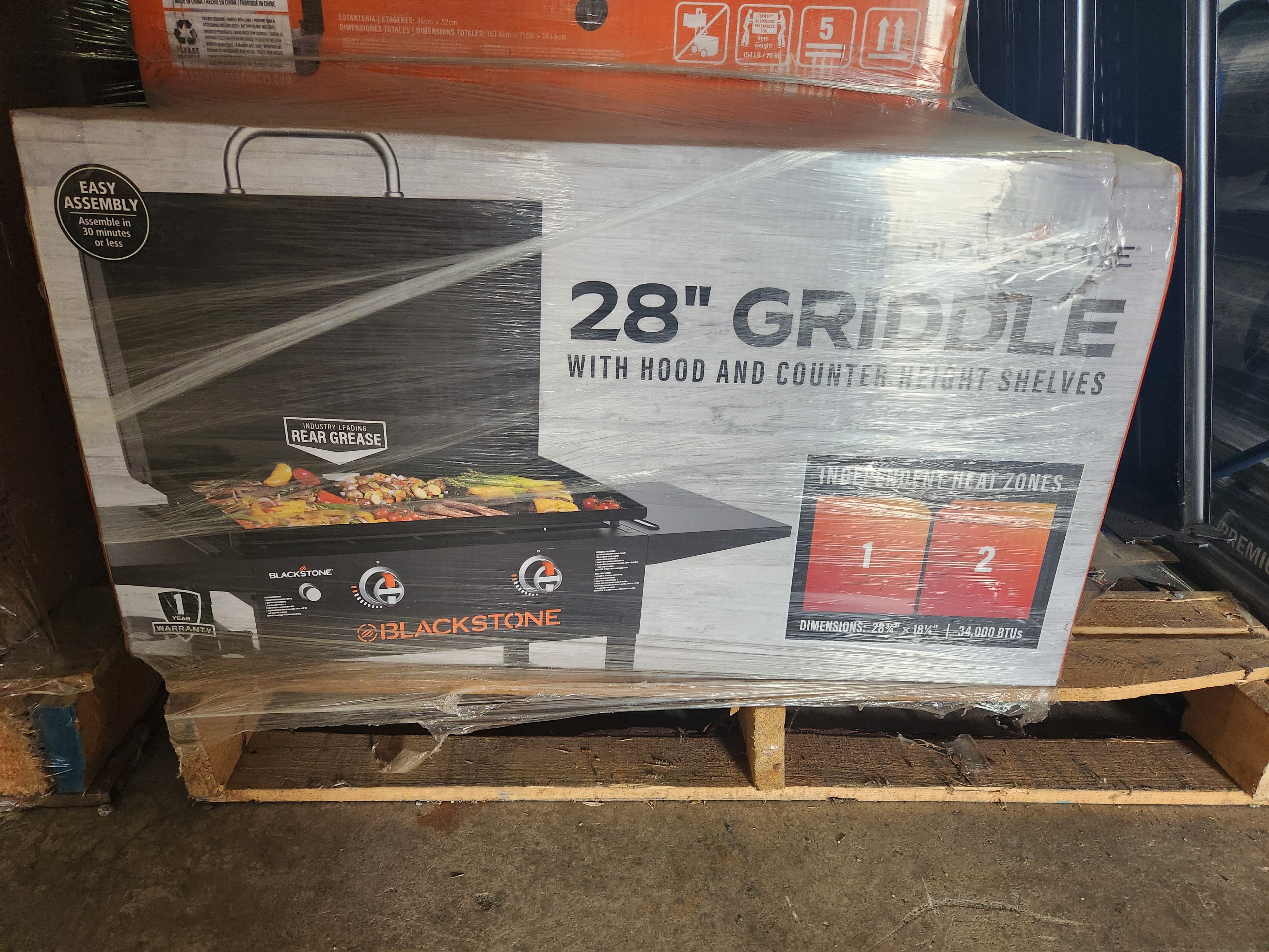 Blackstone 2147 Original 28” Griddle with Integrated Hood and Counter Height Dual Side Shelves, Powder Coated Steel, Black