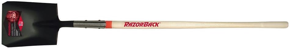Razor-Back 44101 Square Point Transfer Shovel with Tab Socket and Rolled-Step - 48" Long Handle (S248)