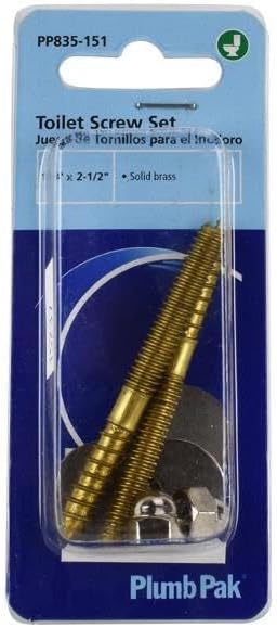 Keeney PP835-151 1/4-20" x 2 1/2" Solid Plumb Pak Toilet Screws, 1/4-20" x 2-1/2", Brass