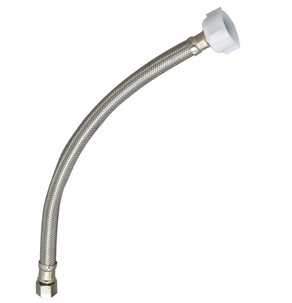 Plumb Pak PP23805 E-Z Toilet Supply Tube with Flag Label, 3/8 in Compression X 7/8 in Ballcock, 12 in L, Stainless Steel