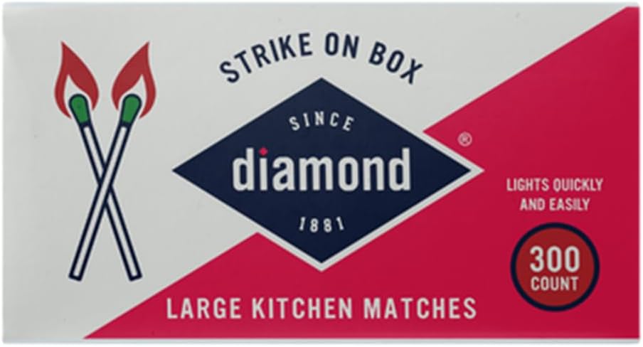 Diamond Greenlight Strike on Box Matches - 300 Count (1 Pack), Long-Lasting, for Fireplace, Camping, and Home Use