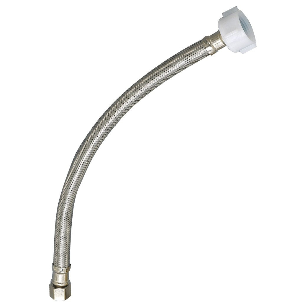 Plumb Pak PP23804 E-Z Toilet Supply Tube with Flag Label, 3/8 in Compression X 7/8 in Ballcock, 9 in L, Stainless Steel