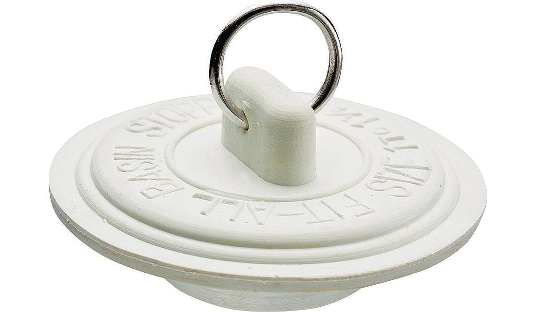 Plumb Pak PP820-3 Drain Stopper, Fits Size 1-1-3/8 in, Rubber, White