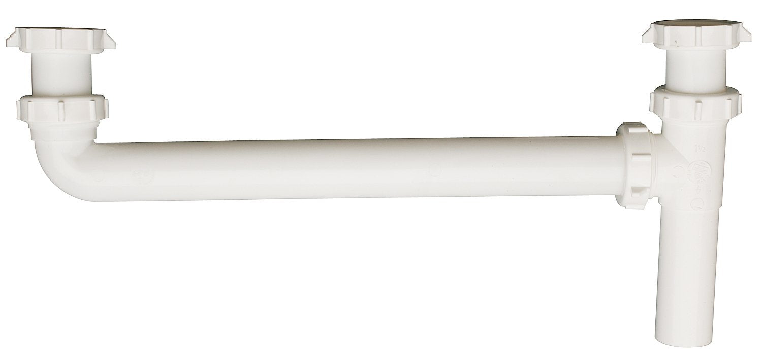 Plumb Pak PP925W End Waste Outlet with Baffle Tee, 1-1/2 in Inlet, Slip Joint/Direct Connect, Plastic, 1-1/2" x 16", White