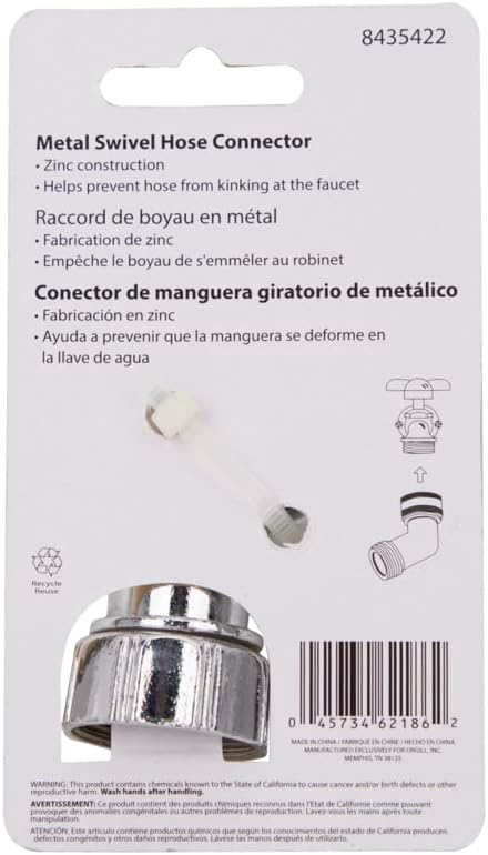 Mintcraft/Landscapers Select Zinc Swivel Hose Gooseneck Connector For Hose Couplings