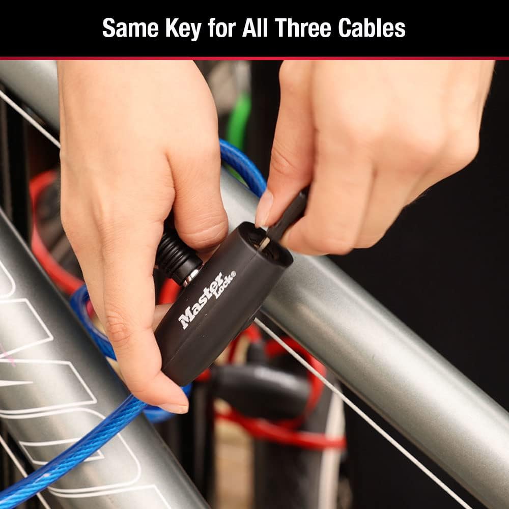 Master Lock No 8127TRI Cable Lock 3Pack Keyed Alike 6'L Keyed Cable Bike lock