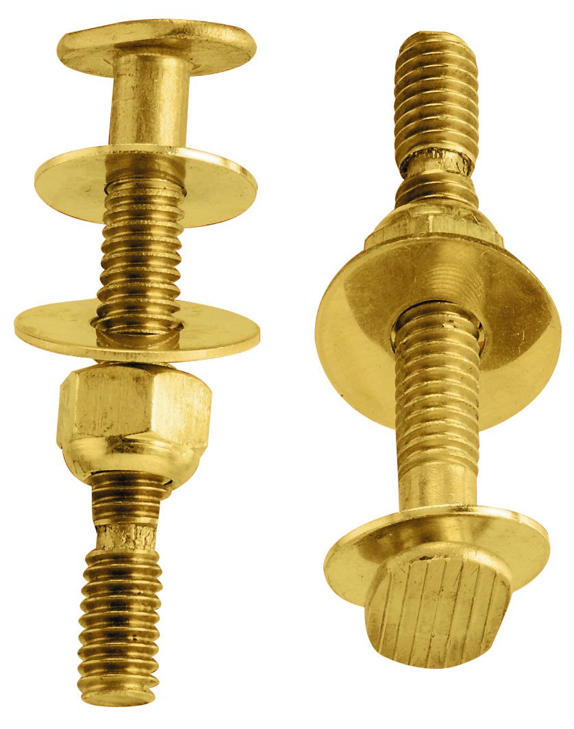 Plumb Pak PP830-56 Snap-Off Toilet Bolt Set, 5/16 X 2-1/4 in, Solid, One Size, Brass