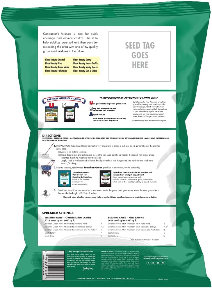 Jonathan Green (11460) Contractor's Grass Seed - Cool Season Lawn Seed (50 lb)