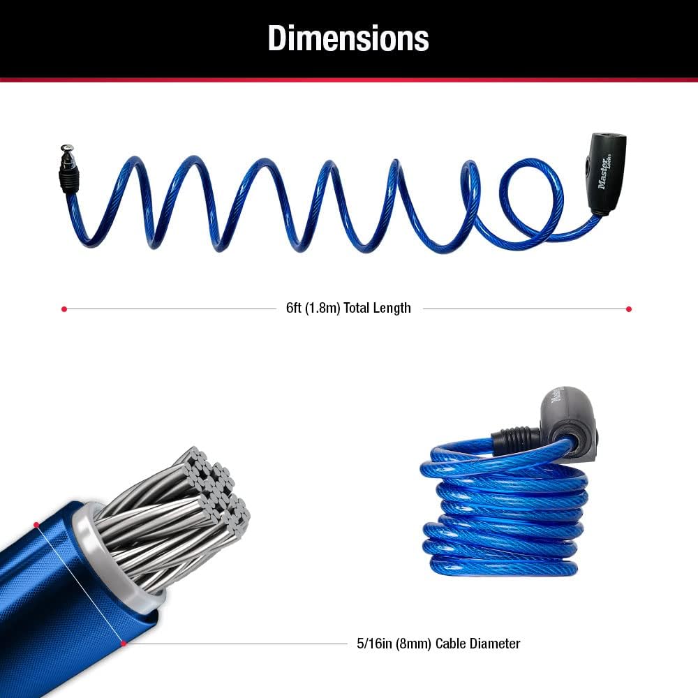 Master Lock No 8127TRI Cable Lock 3Pack Keyed Alike 6'L Keyed Cable Bike lock