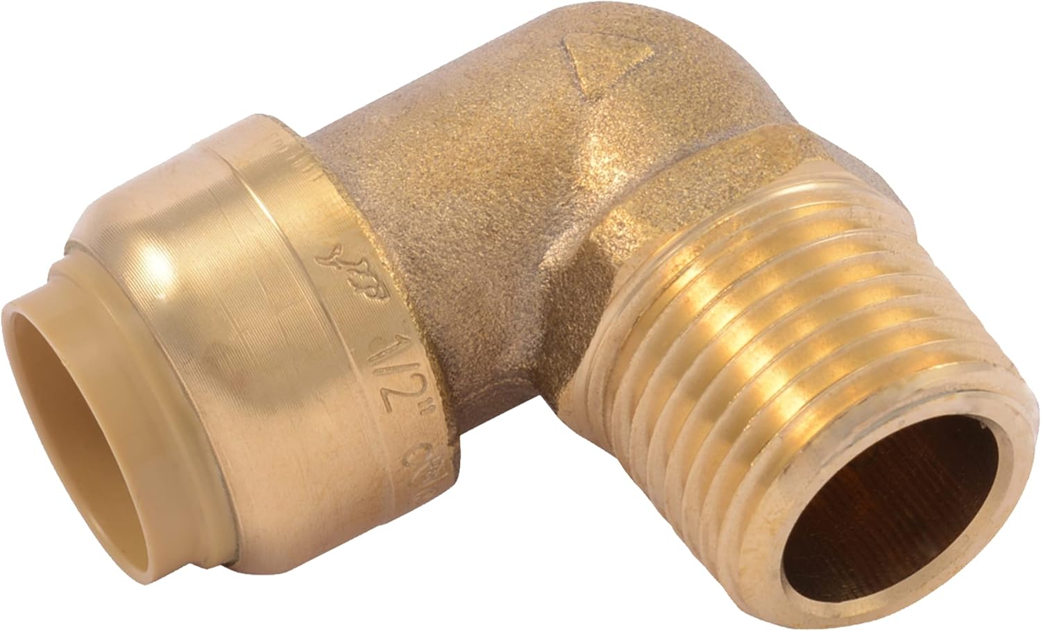SharkBite 1/2 Inch x 1/2 Inch 90 Degree Male Adapter Elbow, Push to Connect Brass Plumbing Fitting, PEX Pipe, Copper, CPVC, PE-RT, HDPE, U280LFA