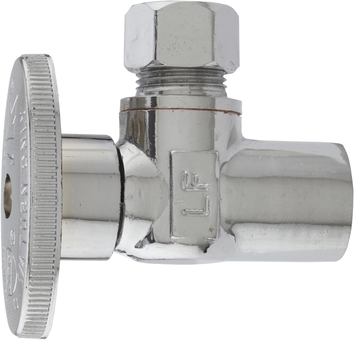 Plumb Pak PP60PCLF 1/2" Compression Sweat by 3/8" OD Lead Free Plumb Pak Quarter Turn Angle Valve, 1/2" x 3/8", Chrome