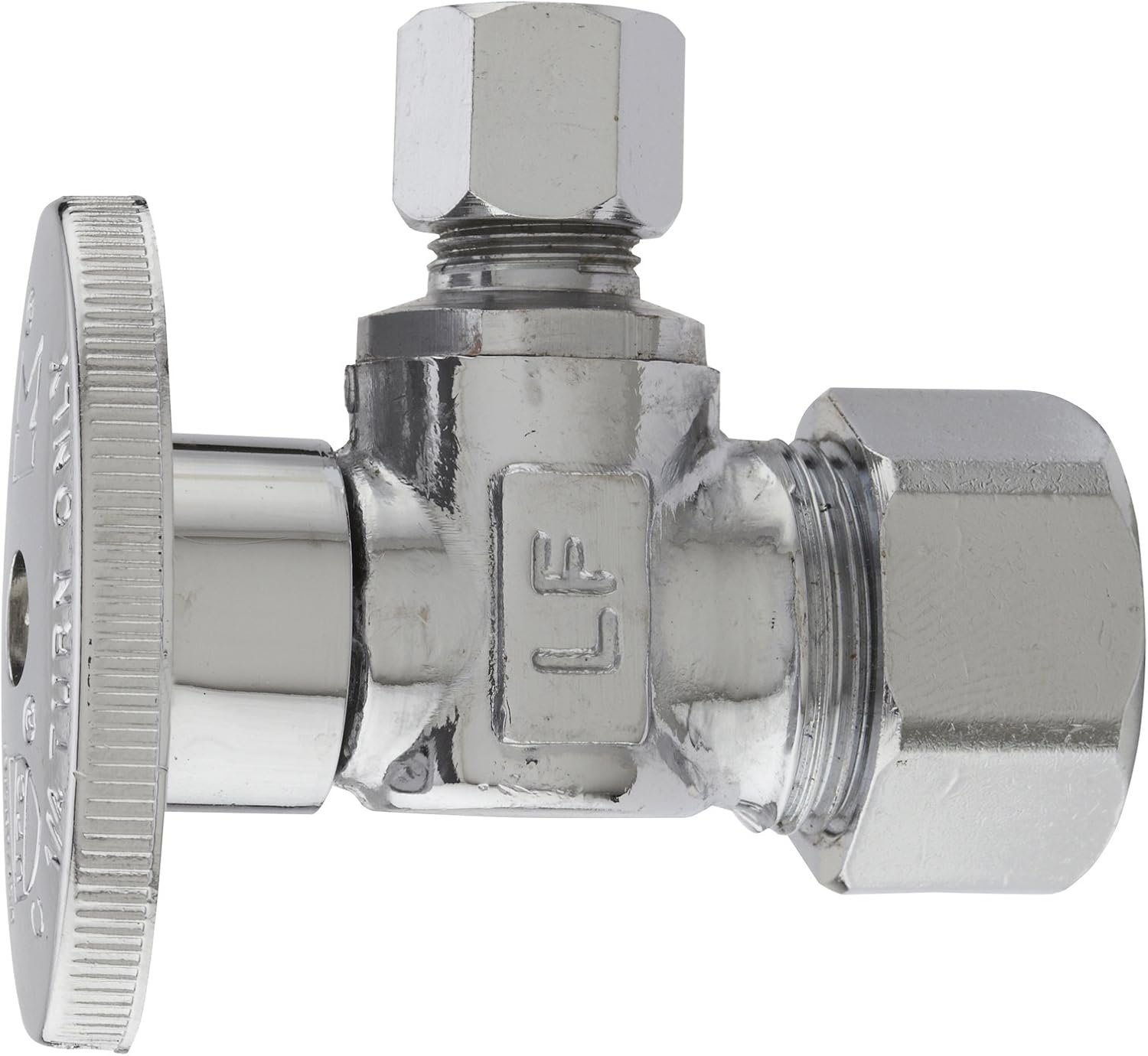 Plumb Pak PP123PCLF Nominal Compression 1/4" OD Lead Free Quarter Turn Angle Valve, 1/2"