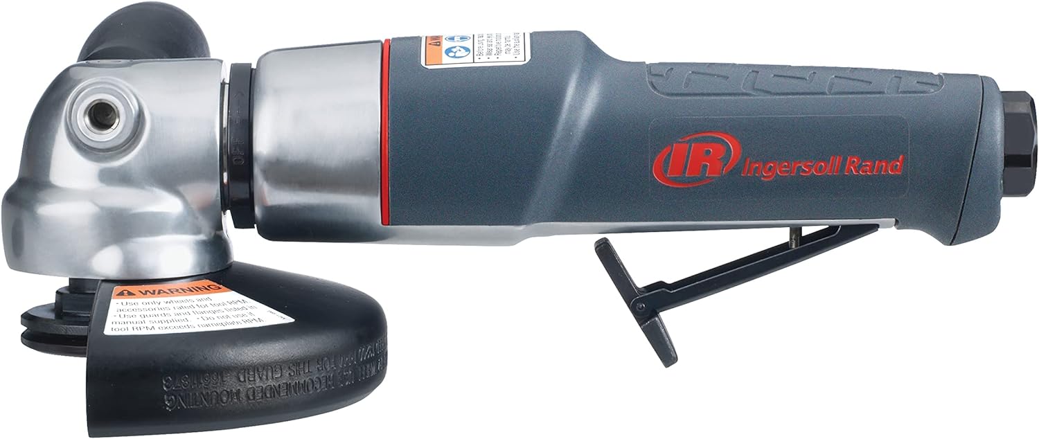 Ingersoll Rand 3445MAX Air Angle Grinder, 4.5" Wheel, 5/8 in.- 11 Thread, 12000 RPM, Rear Exhaust, 0.88 HP, Gray