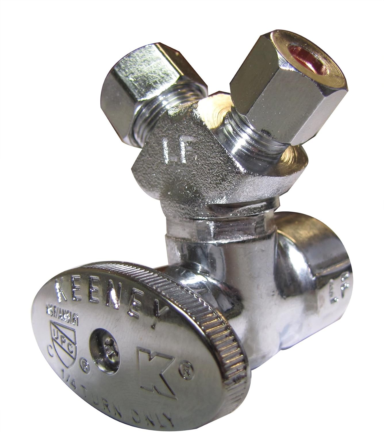 Keeney PP2902VLF 1/2" FIP x 3/8" OD x 1/4" OD Lead Free, Plumb Pak Quarter Turn 3-Way Valve