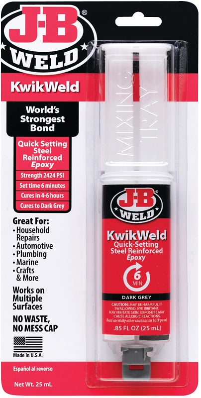J-B Weld 50176 Epoxy Adhesive, Dark Gray, Solid, 25 mL