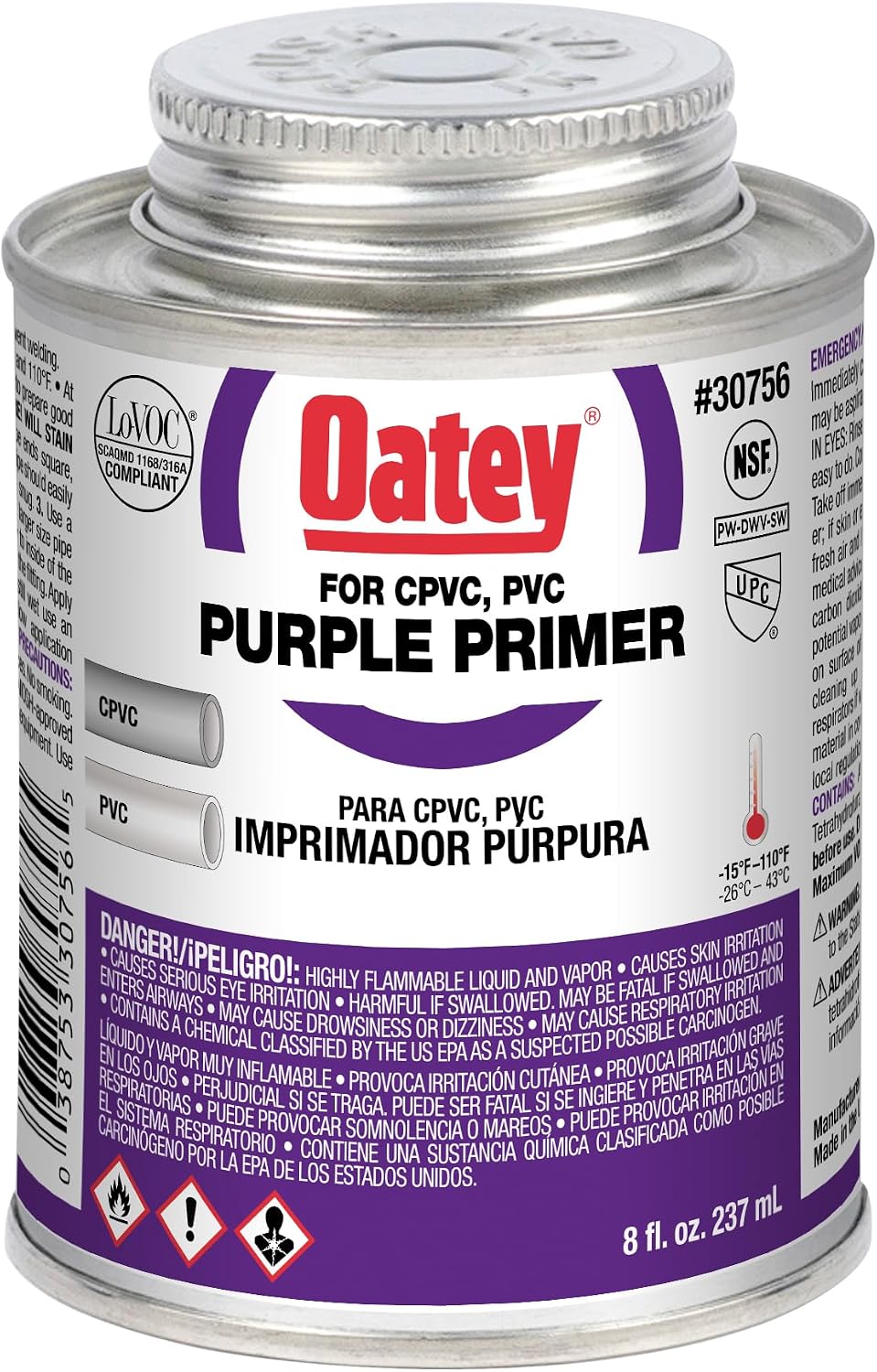 Oatey 8 Oz. 330756 Purple Pipe and Fitting Primer for PVC/CPVC