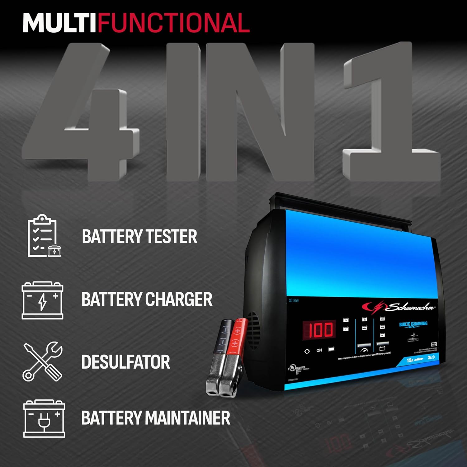 Schumacher 15A 6V/12V Fully Automatic Battery Charger SC1359