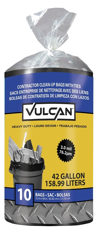Vulcan FG-03812-06 10CT Contractor Trash Bag, 42 gal, Polymer, Black -- 9752965