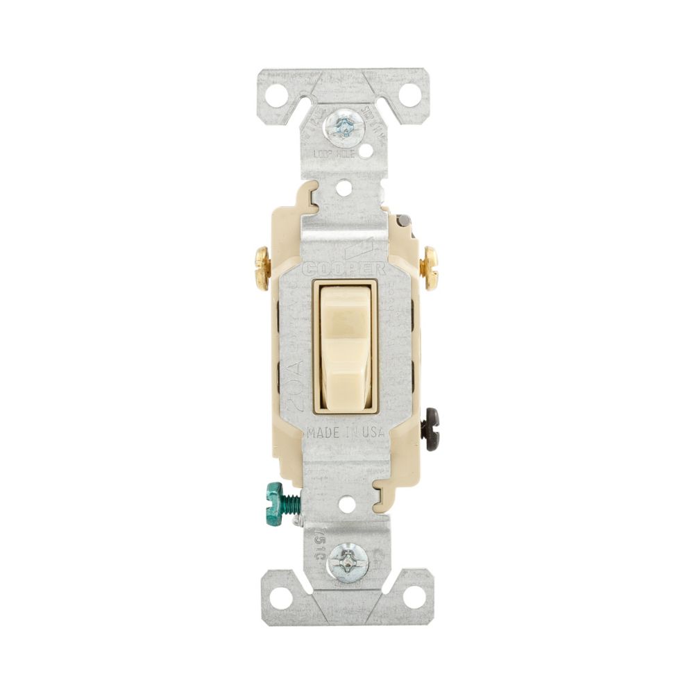 Eaton Wiring Devices CS320V Series Toggle Switch, Ivory, 20 A, 120/277 V, 3-Position, Screw Terminal