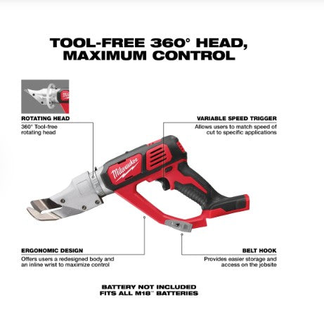 Milwaukee M18™ 18 Gauge Single Cut Shear (Tool Only) 2637-20
