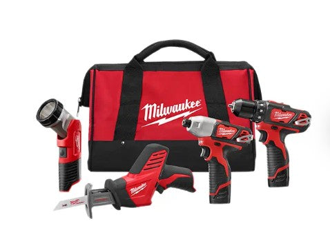 Milwaukee M12™ Cordless LITHIUM-ION 4-Tool Combo Kit 2498-24