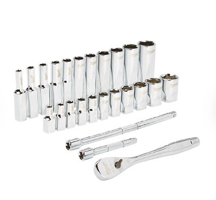 Milwaukee 1/4" Drive 26pc Ratchet & Socket Set - SAE 48-22-9404