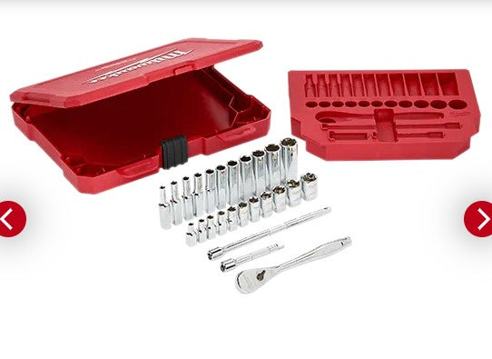 Milwaukee 1/4" Drive 26pc Ratchet & Socket Set - SAE 48-22-9404