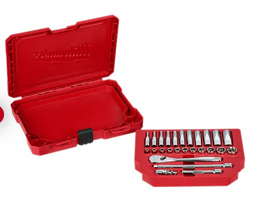 Milwaukee 1/4" Drive 26pc Ratchet & Socket Set - SAE 48-22-9404