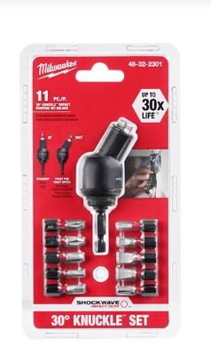 Milwaukee SHOCKWAVE™ 30° KNUCKLE™ Pivoting Bit Holder -11PC -- 48-32-2301