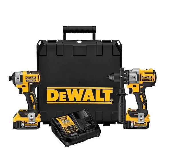 Dewalt 20V MAX* XR® Cordless Brushless Hammer Drill and Impact Driver Combo Kit -- DCK299P2